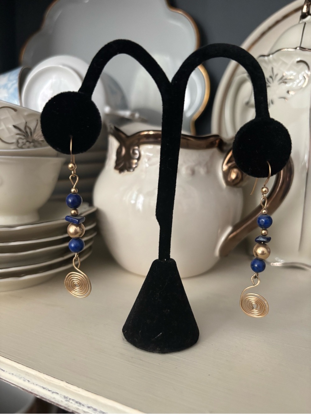 Blue and Gold Earrings